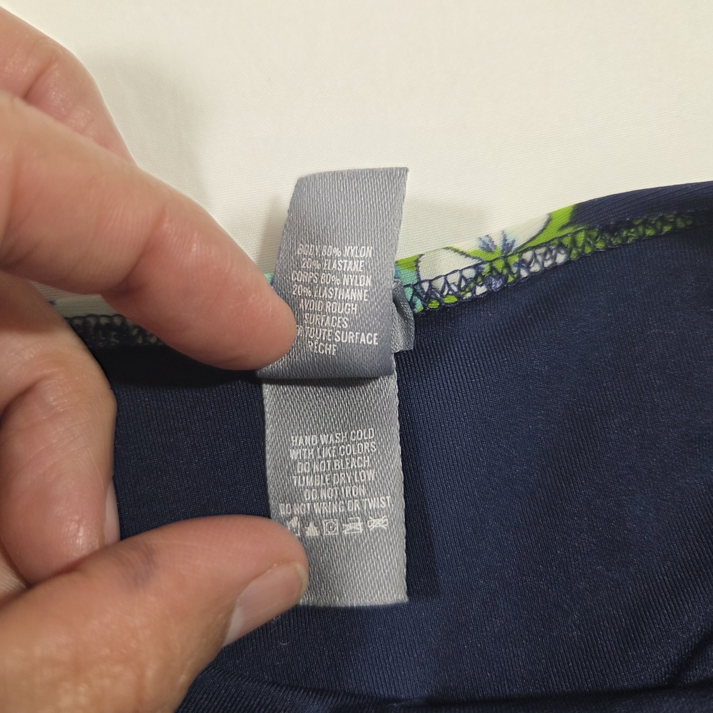 Aerie High-Waist Floral Bikini Bottoms Swim Navy & Green Feminine Summer Beach - Picture 5 of 7